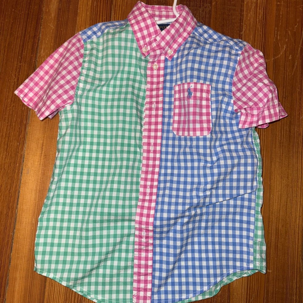 Polo Ralph Lauren Kids Pink, Green, and Blue Checkered Shirt